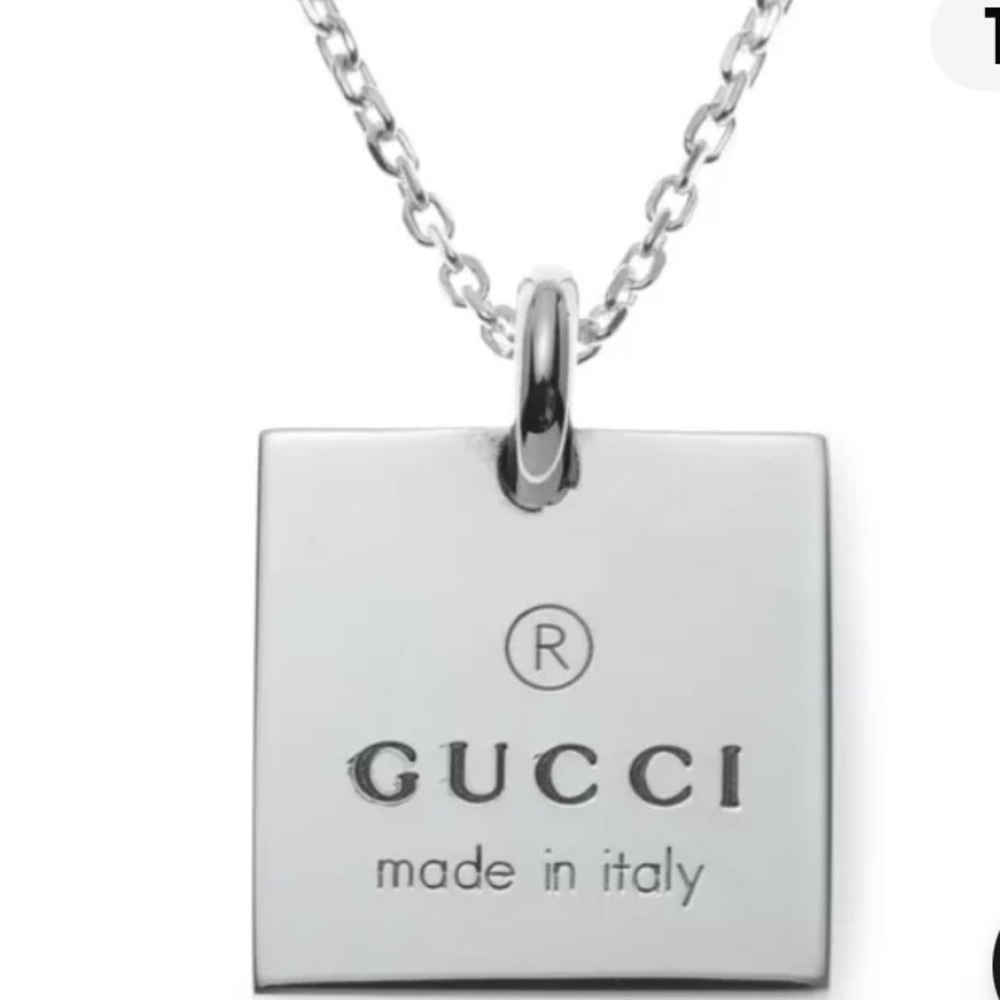 Gucci Sterling Silver 925 Square Pendant Necklace NIB